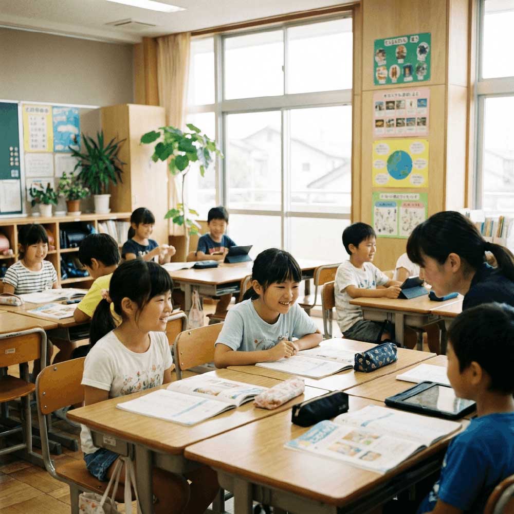 教室で勉強する子供たち